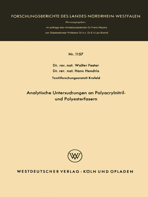 cover image of Analytische Untersuchungen an Polyacrylnitril- und Polyesterfasern